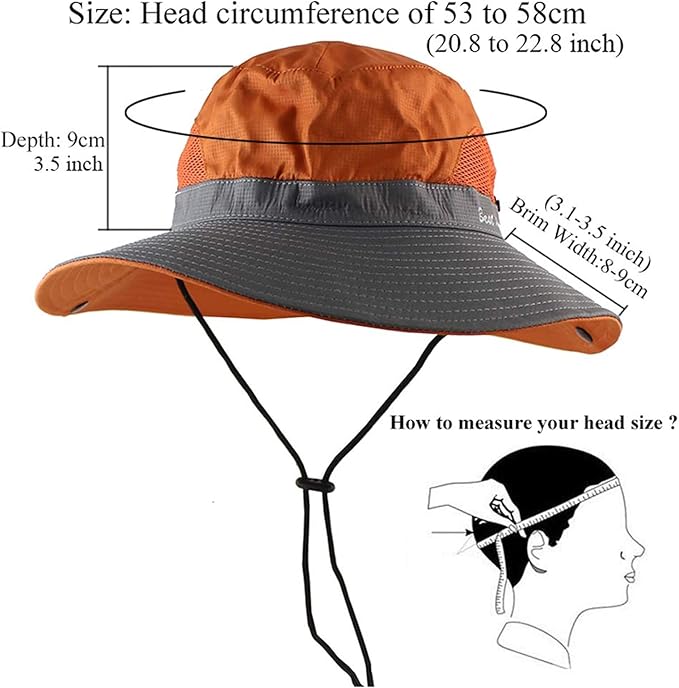 ZOORON Women's Ponytail Safari Sun Hat,Wide Brim UV Protection Outdoor Bucket Hat,Foldable Beach Summer Fishing Hat