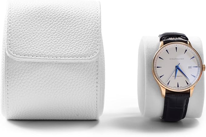 Oirlv Luxury Leather Travel Watch Case Portable Jewelry Watch Storage Roll Organizer(White)