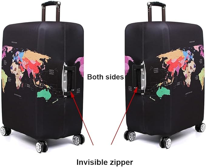 MosaiRudo Thicker Luggage Cover Elastic Suitcase Cover Protector Fits 18-32 Inch Suitcase Travel Accessories (World Map, L)