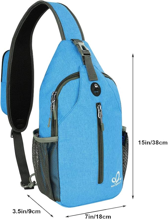 WATERFLY Crossbody Sling Backpack Sling Bag Travel Hiking Chest Bag Daypack