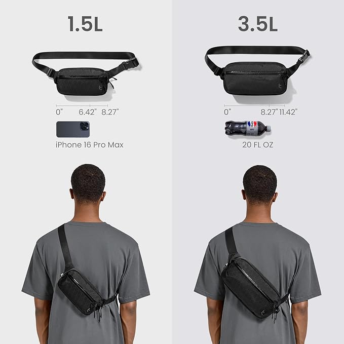 tomtoc 3.5L X-Pac Sling Bag with RFID Blocking, Crossbody Bag Minimalist Chest Shoulder Pack for Men/Women, Water-resistant Lightweight Casual Funny Pack for Travel/Daily Commute