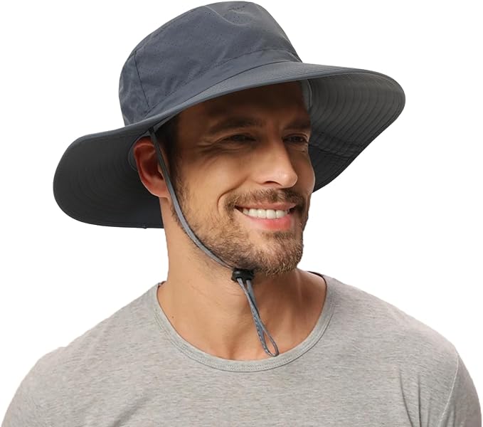 Rosoz Sun Hat for Men Women Boonie Bucket Hat Wide Brim Breathable Cooling Fishing Hats Safari Beach Garden UV Protection