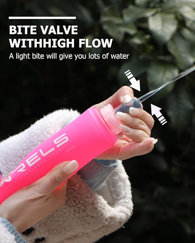 Folding Soft Flask Portable Collapsible Running Lightweight Water Bottle for Outdoor Sports,Travel with Mouthpeice Cover