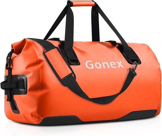 Gonex 40L 60L 80L Extra Large Waterproof Duffle Travel Dry Duffel Bag Heavy Duty Bag with Durable Straps & Handles for Kayaking Paddleboarding Boating Rafting Fishing