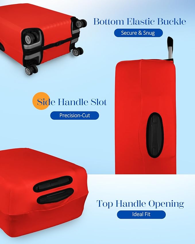 Slohif Luggage Cover for Suitcase Tsa Approved Protector - Luggage Sleeve Suit Case Cover Travel Stretch Large Baggage Case Protective Washable Fit 30-32 Inch Red