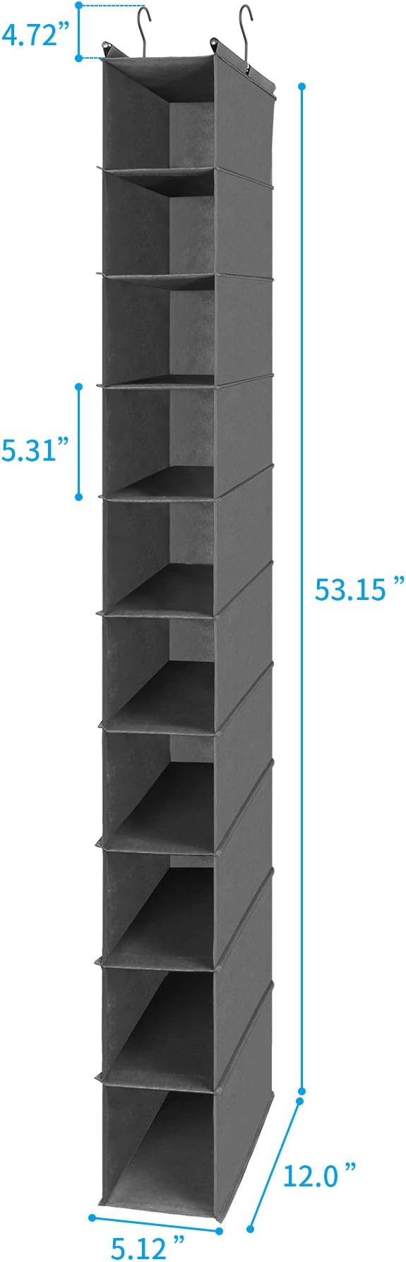 MAX Houser 10-Shelf Hanging Shoe Shelf Organizer, Hanging Shoe Storage for Closet,Pack of 2(Grey)
