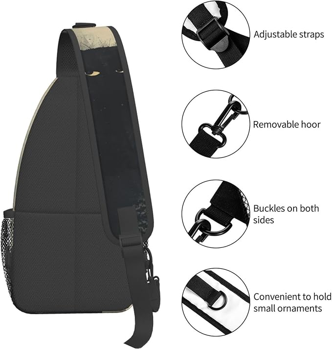 SUPLUCHOM Sling Bag Cat Vintage Hiking Daypack Crossbody Shoulder Backpack Travel Chest Pack for Men Women Over 12 Years Old
