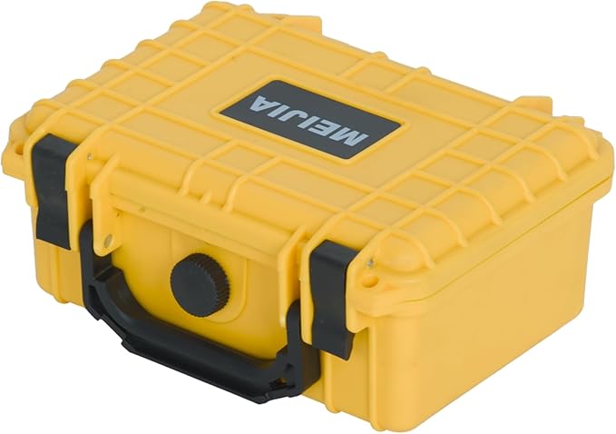 MEIJIA IP67 waterproof hard compact case,Customizable Fit Foam,8.12”x6.56”x 3.56”,Fit Use of Drones, Cameras,Equipments,lens (Yellow)