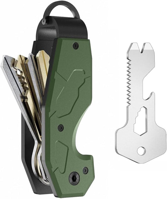 Zeeker Compact Key Organizer Keychain with Built-in Tools – Holds 1-6 Keys, Includes Bottle Opener, Hex Wrench, and Serrated Cutter – Minimalist Key Holder for Men and Women (Green)