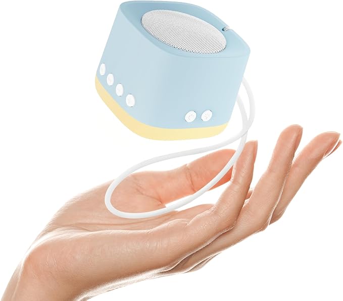 Portable White Noise Machine,Mini Sound Machine for Travel with Breathing Night Light,16 Soothing Sounds,Timer,Rechargeable Brown Noise Machines for Sleeping Adults Gift,Office Privacy,Home (Blue)