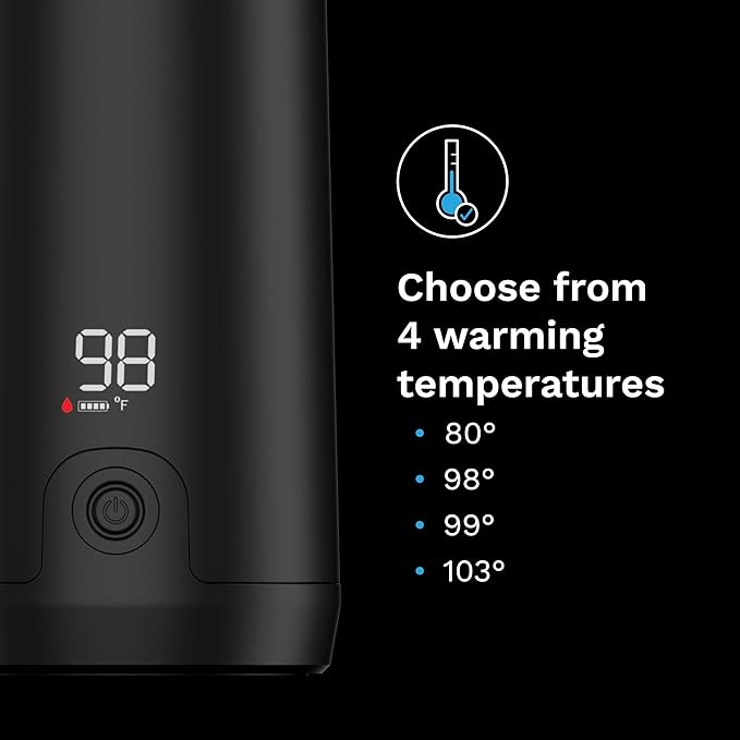 Baby Brezza SuperFast Portable Baby Bottle Warmer – 67% Faster - Travel Breastmilk Warmer and Formula Warmer - Safe, Even Heating - Up to 9oz - No Adapters, Black