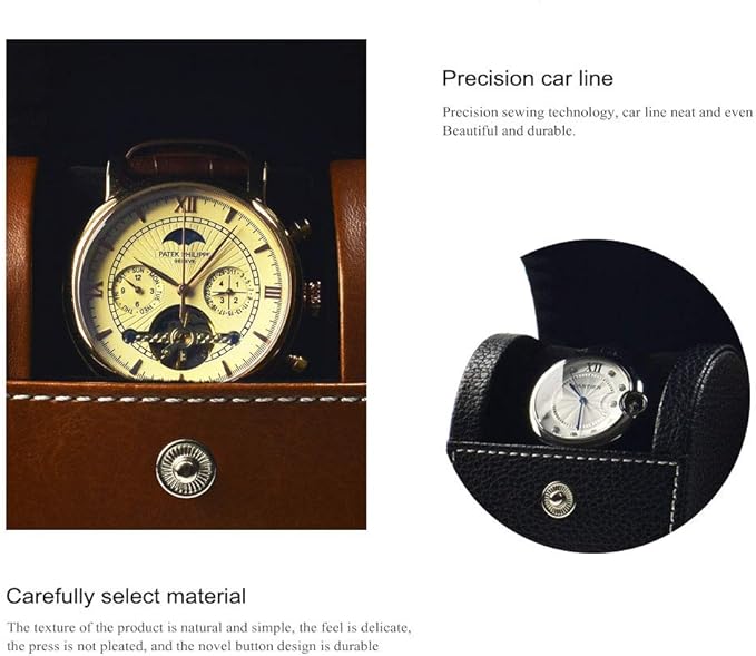 Oirlv Luxury Leather Watch Storage Box Travel Single Watch Case Watch Gift Box for Christmas Anniversary Birthday(Brown)