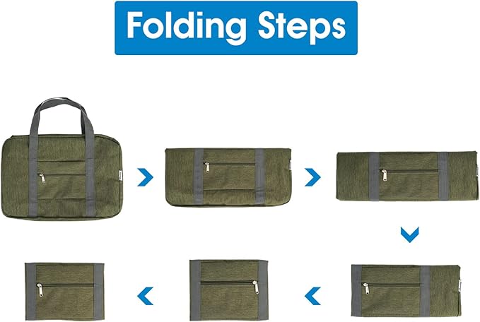 For United Airlines Foldable Carry on Bag 22x14x9 Travel Duffel Bag Packable luggage Duffle for Women and Men 40L (Army Green)