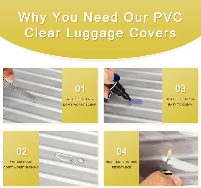 Suitcase Cover for 30" Luggage TSA Approved Clear PVC Thickened Protective Sleeve Waterproof Cover for Wheeled Luggage