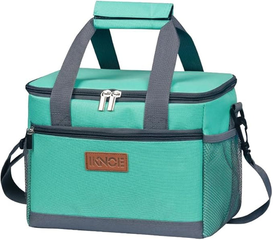 iknoe Large Foldable Cooler Bag, 8.5L Insulated Lunch Bag, Leakproof Lunch Cooler Tote with Multi-Bag Design Suitable for Beach, Picnic and Office Use,Mint Green 15-Can