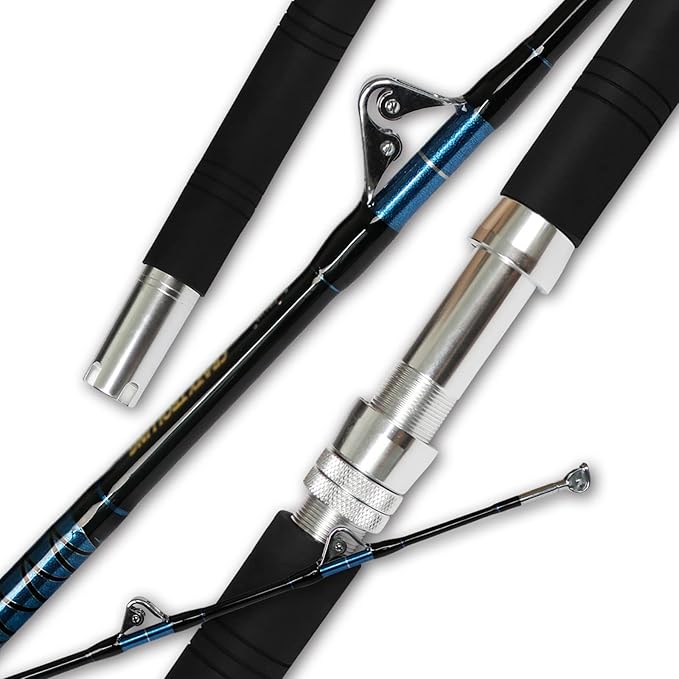 Fiblink Saltwater Offshore Heavy Trolling Fishing Rod Big Game Conventional Boat Fishing Roller Rod Pole with All Roller Guides (Heavy Power, 5-Feet 1-Inch)