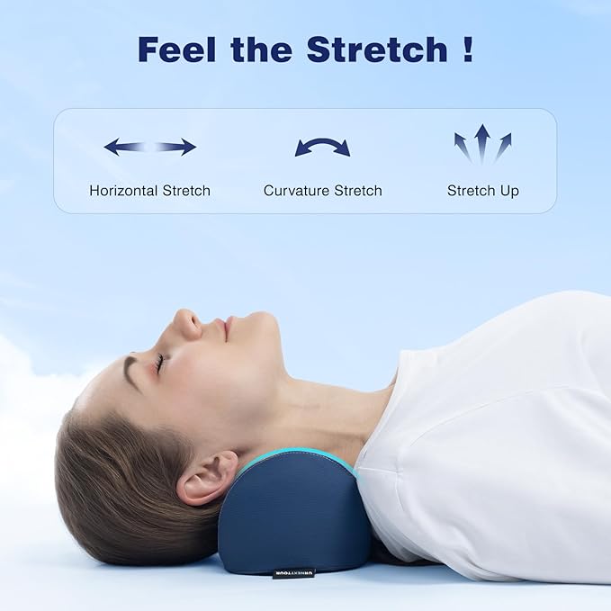 Neck Cervical Pillow Cervical Traction Device Lumbar Support Memory Foam Roll Pillow Muscle Relief Shoulder Pain Relaxer Blue