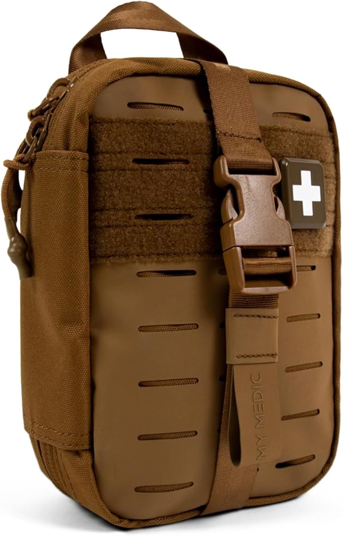 My Medic MyFak Mini First Aid Kit - Small and Lightweight for Camping Hiking and Backpacking - IFAK with 70 Items - HSA/FSA Great for Travel - Coyote