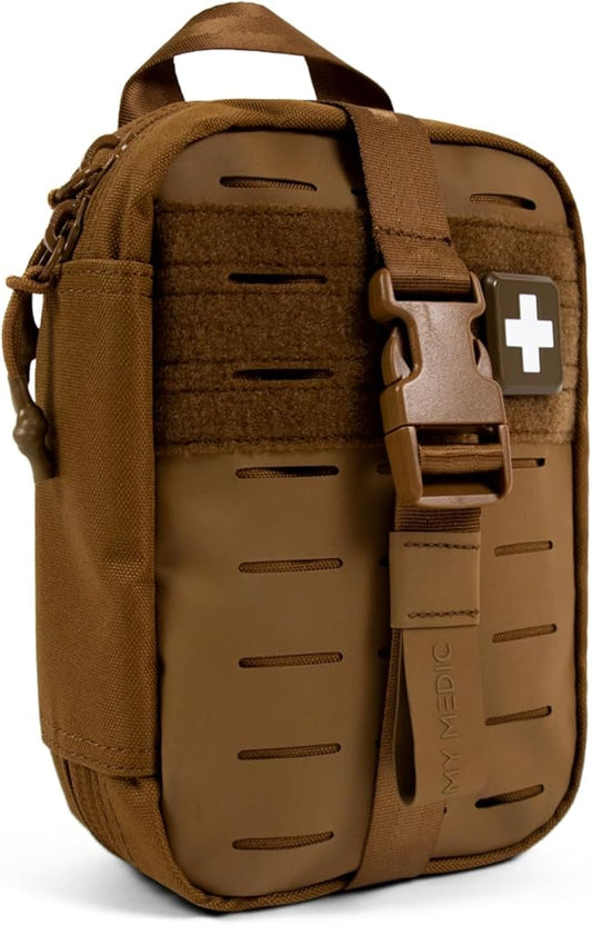 My Medic MyFak Mini First Aid Kit - Small and Lightweight for Camping Hiking and Backpacking - IFAK with 70 Items - HSA/FSA Great for Travel - Coyote