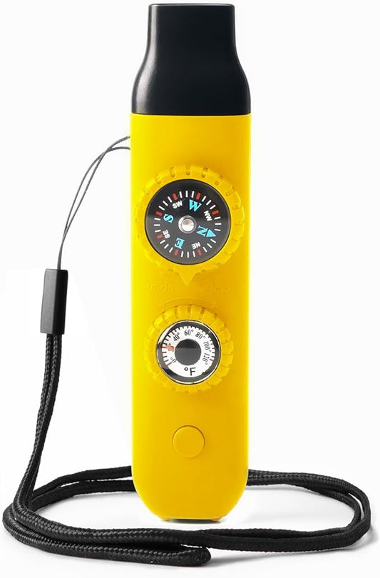 Emergency Survival Safety Whistle，Whistle for Kids with Lanyard,Compass,Thermometer,Ideal for Kayaking, Boating, Hiking, Camping, Climbing