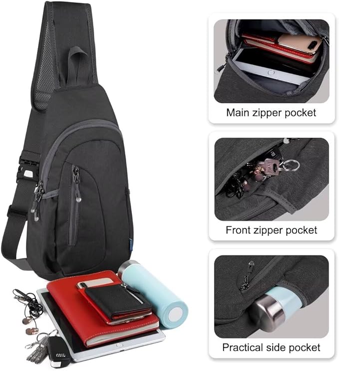 TITECOUGO Small Sling Bag, Lightweight Crossbody Backpack for Men Women, Shoulder Bag for Sports and Outdoor