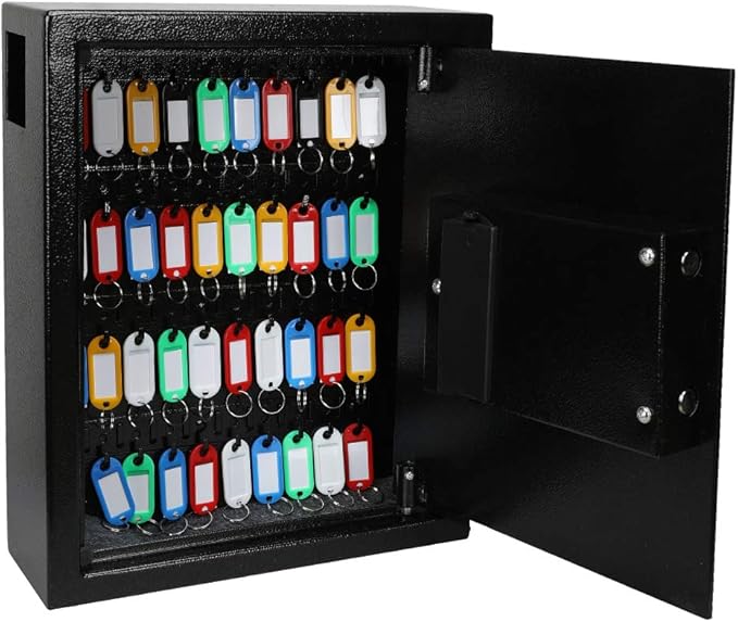KYODOLED Electronic 40 Keys Cabinet Wall Mount,Digital Key Safe Lock Box,Large Security Lockbox for House Key,Heavy Duty Combination Lock Storage,14.37'' X 11.8'' X3.93'' (Black,40 Keys)