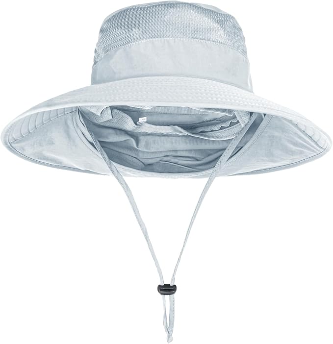Sun Hats for Men Women Fishing Hat UPF 50+ Breathable Wide Brim Bucket Hats Summer UV Protection Safari Hat with Neck Flap