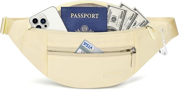 MAXTOP Large Crossbody Fanny Pack with 4-Zipper Pockets,Gifts for Enjoy Sports Festival Workout Traveling Running Casual Hands-Free Wallets Waist Pack Phone Bag Carrying All Phones