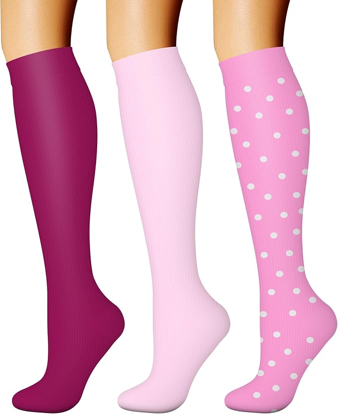 CHARMKING Compression Socks for Women & Men Circulation (3 Pairs) 15-20 mmHg is Best Support for Athletic Running Cycling