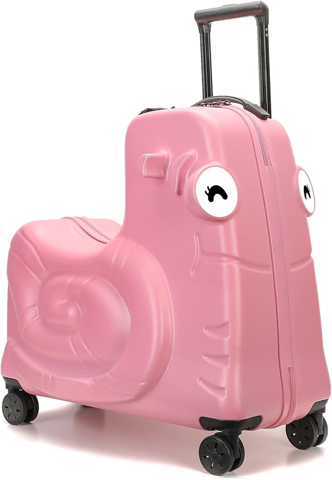 Kids Luggage, Kids Ride-on Luggage with Spinner Wheels Suitcase, Kid's Ride-On Suitcase Help Your Child Relax, Carry On Trolley with Password Lock (Pink, 20 inches)