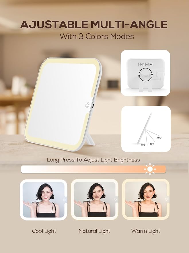 OMIRO Makeup Case, Makeup Bag with Light Up Mirror Set, Makeup Organizer Bag with Magnet Makeup Mirror for Women and Girls