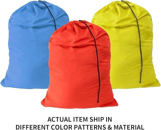 Extra Large Laundry Bag Travel Laundry Bags with Drawstring Closure, Large Dirty Clothes Bag 30"x40" Fit a Laundry Basket or Clothes Hamper for college, dorm and apartment dwellers 3 Pack Mixed Color