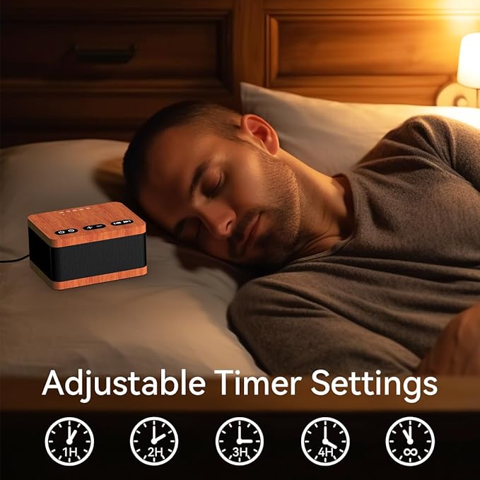 Sound Machine White Noise Machine with 30 Soothing Sounds 36 Levels Volume 5 Timers and Memory Function Effectively Blocks Noise Ideal Sleep Machine for Baby Kids Adults… (Wood Grain)