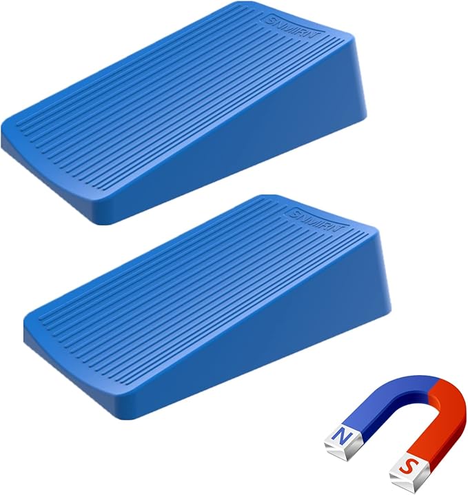 Premium Rubber Door Stop - Large Door Stopper Wedge,Anti-Slip Design, Automatically Fixed,Works On All Floor Types and Carpet Heavy Duty Door (2 Pack, Blue)…