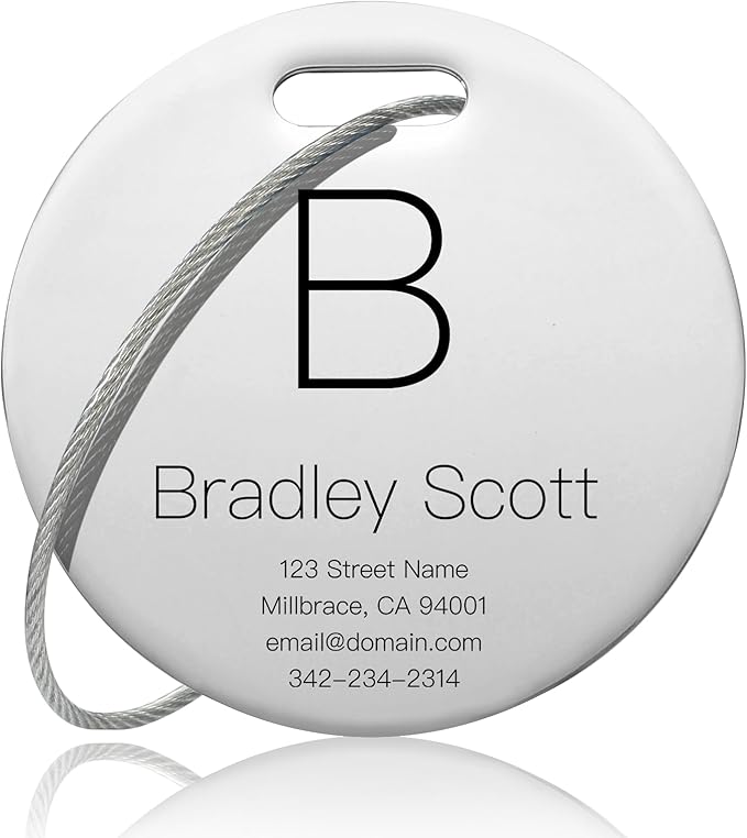 Customized Stainless Steel Luggage Tags: Personalize Your Suitcases, Backpacks, and Bags with Your Text (Silver)