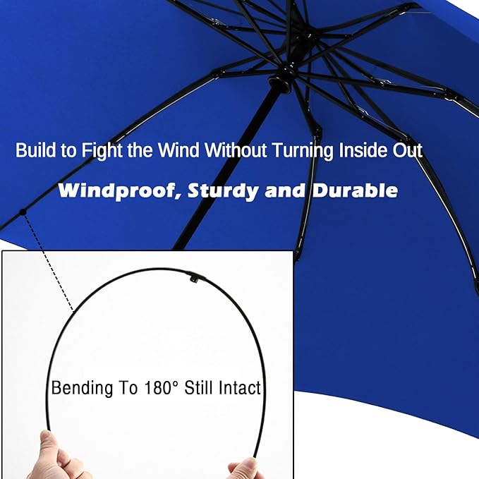 LANBRELLA Compact Reverse Folding Umbrella Auto Windproof Travel Umbrella