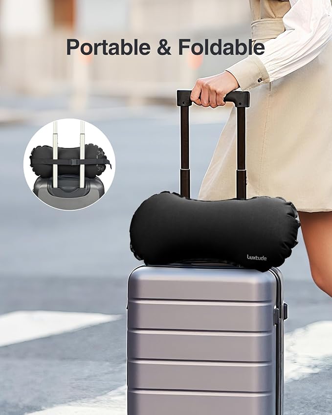 Luxtude Inflatable Lumbar Pillow for Airplane Travel, Lumbar Support Pillow for Office Chair/Car, Self-Inflating Travel Lumbar Pillow Back Support, Lower Back Pillow for Reducing Lumbar Pain