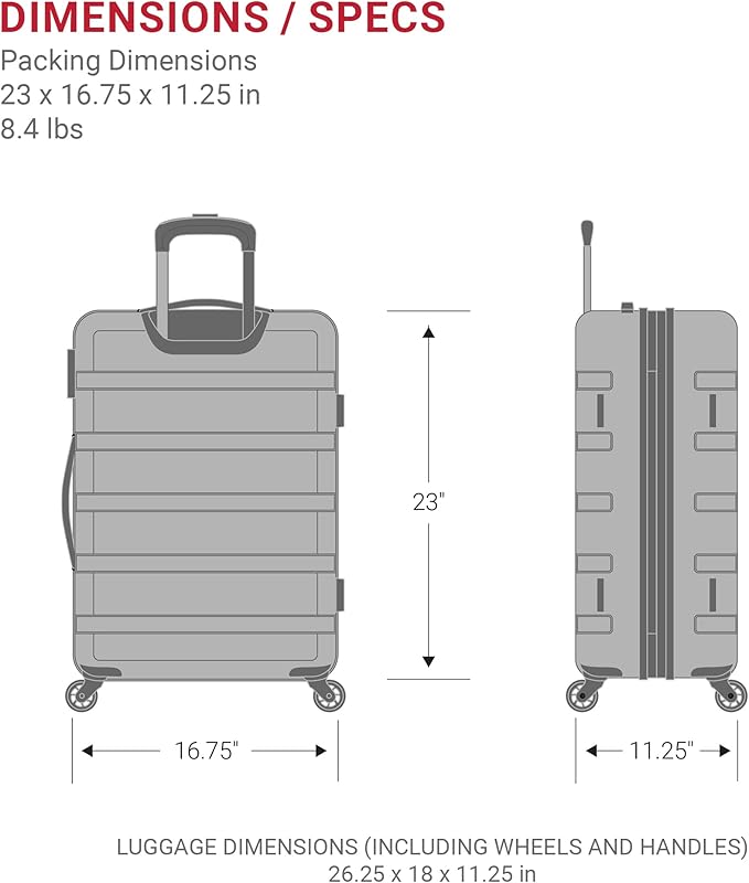 SwissGear 7366 Hardside Expandable Luggage with Spinner Wheels, Coral Almond, Checked-Medium 23-Inch