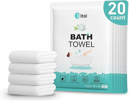 Disposable Bath Towels,Extra Large Beach Towels 30"X60", Camping Towels for Travel Hotel, Soft Quick Dry Shower Tissue for Body,Gym Sports,Beach (XL,20 Count)