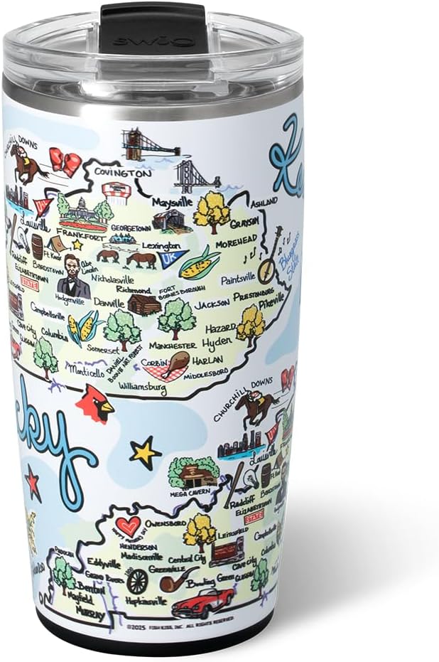 Swig Life 22oz Travel Mug, Insulated Tumbler with Handle and Lid, Travel Coffee Mug, Cup Holder Friendly, Stainless Steel 22 oz Tumbler, Reusable Insulated with Lid (Kentucky)