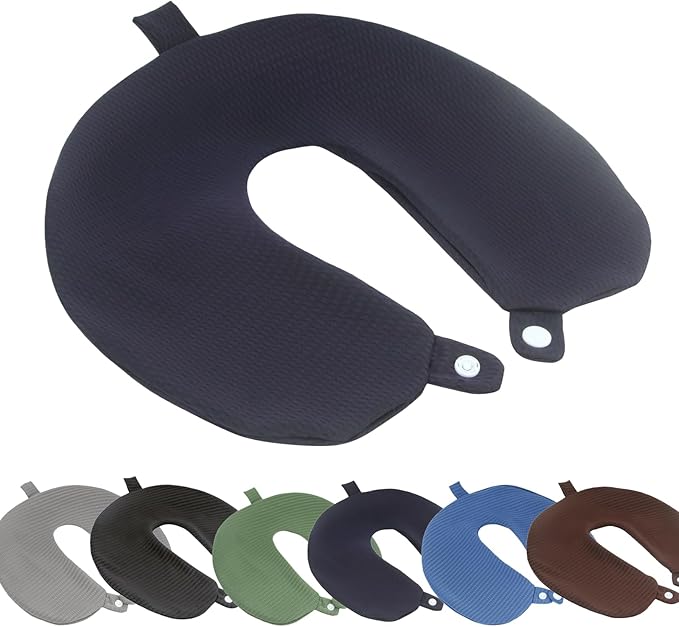 Travel Neck Pillow Cover, Neck Pillow Case with Zipper, Cooling, Pure, Soft and Smooh, Airplane Pillow Sleep Replacementt Washable (Only Pillow Covers, no Filler)