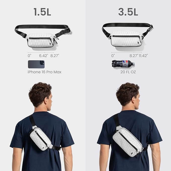 tomtoc 1.5L X-Pac Sling Bag with RFID Blocking, Crossbody Bag Minimalist Chest Shoulder Pack for Men/Women, Water-resistant Lightweight Casual Funny Pack for Travel, Daily Commute