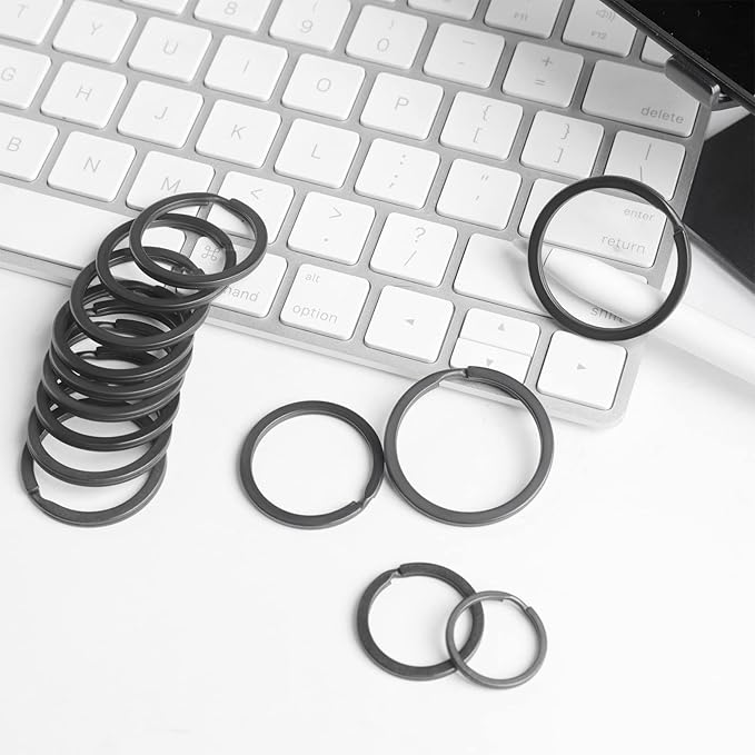 40 Pack Key Ring Keychain Mix 4 Sizes Black Metal Flat Split Key Chains Rings for Home Car Dog Tag Office Lanyards Keys Attachment
