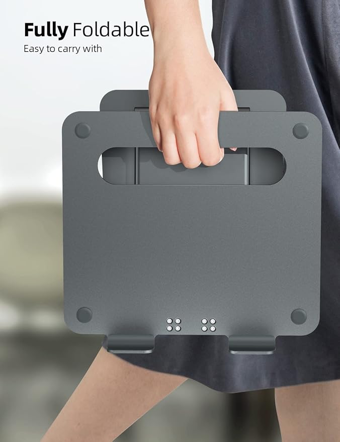 Nulaxy Height Adjustable Laptop Stand for Desk, Dual Foldable Aluminum Computer Riser, Pull Out Design Ergonomic Sit to Notebook Holder Convertor, Compatible with All 10-17" Laptops, Tablets, Gray