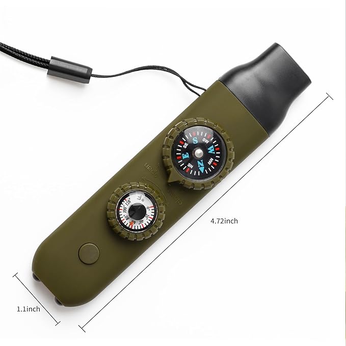 Multifunctional Survival Emergency Whistle for Kids with Compass Hiking Survival, Thermometer & Neck Lanyard | Emergency Safety Gear for Hiking, Camping, Kayaking, Boating, Climbing