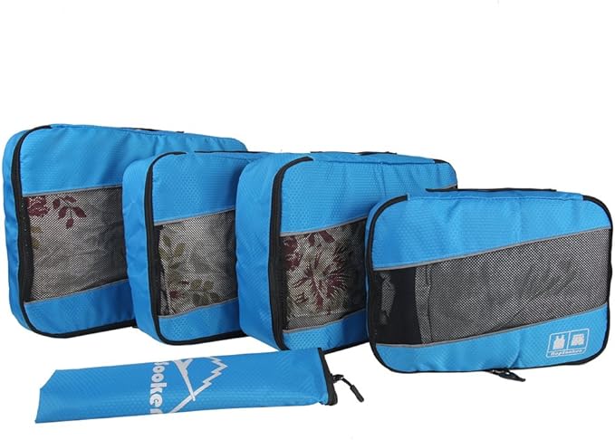 5 Set Packing Cubes for Travel Large Suitcase Luggage Organizer Bags Travel Accessories Vacation 4 Cubes 1 Laundry Pouch Bag
