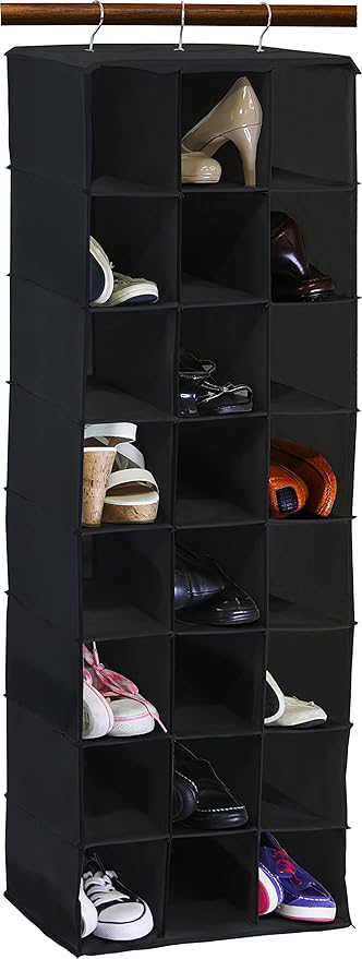 SIMPLE HOUSEWARE Hanging Closet Organizers 24 Section Shoe Shelves, Black