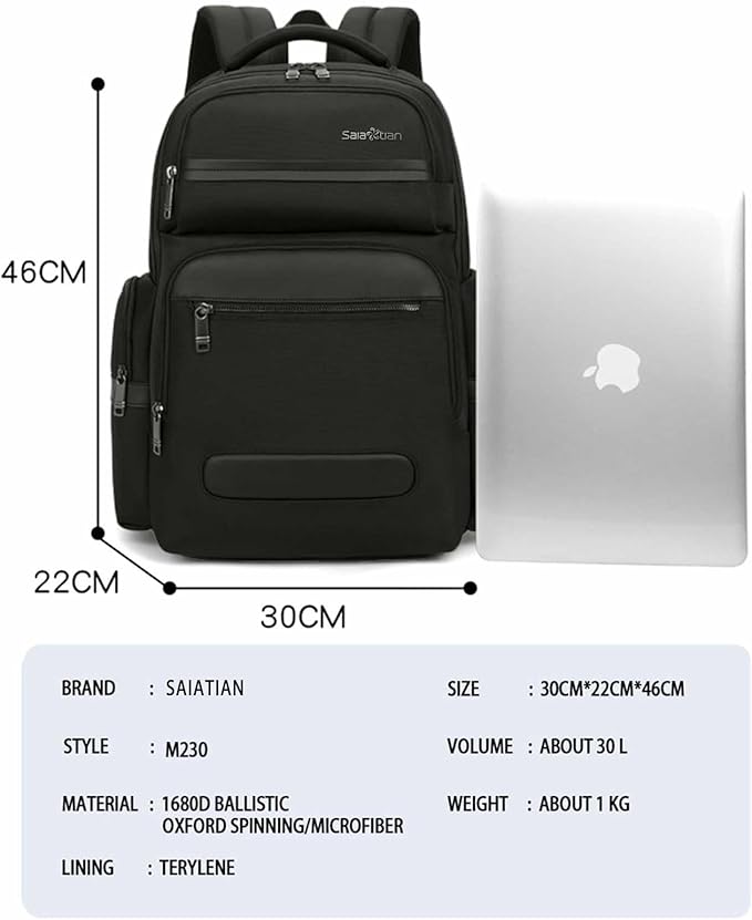 Men's Multilayer Backpack Business Casual Large Capacity Multifunctional Laptop Bag (Grey)