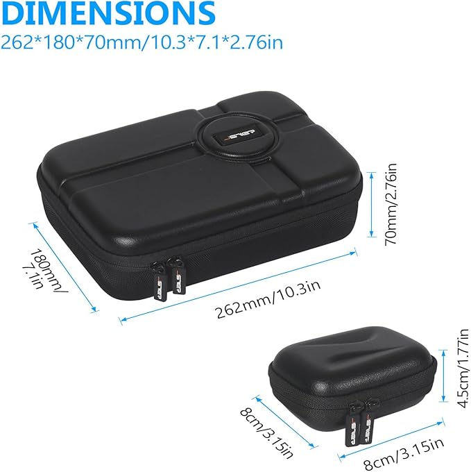 JSVER Hard Carrying Case for GoPro Hero13/12/11/10/9/8/7, AKASO EK7000 / Brave 4 4K / Brave 7 LE/Brave 8 / V50X and Insta360 (Set of 2)