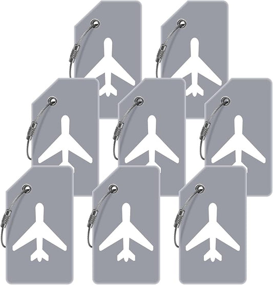 Luggage Tag for Suitcases, Quickly Spot 8 Pack Luggage Identifier Tags, Travel Accessories Name Tags for Backpacks, Suitcases, Travel Bags, Baggage, Cruise - Flexible Silicone(Gray)